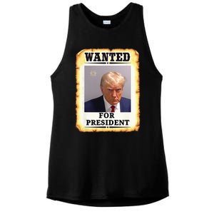 Wanted Donald Trump For President 2024 Ladies PosiCharge Tri-Blend Wicking Tank