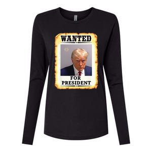 Wanted Donald Trump For President 2024 Womens Cotton Relaxed Long Sleeve T-Shirt