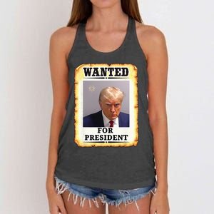 Wanted Donald Trump For President 2024 Women's Knotted Racerback Tank