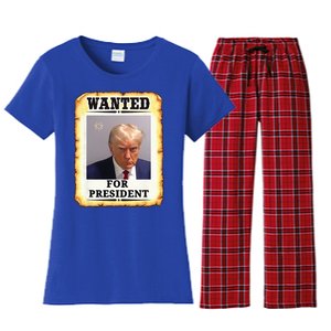 Wanted Donald Trump For President 2024 Women's Flannel Pajama Set