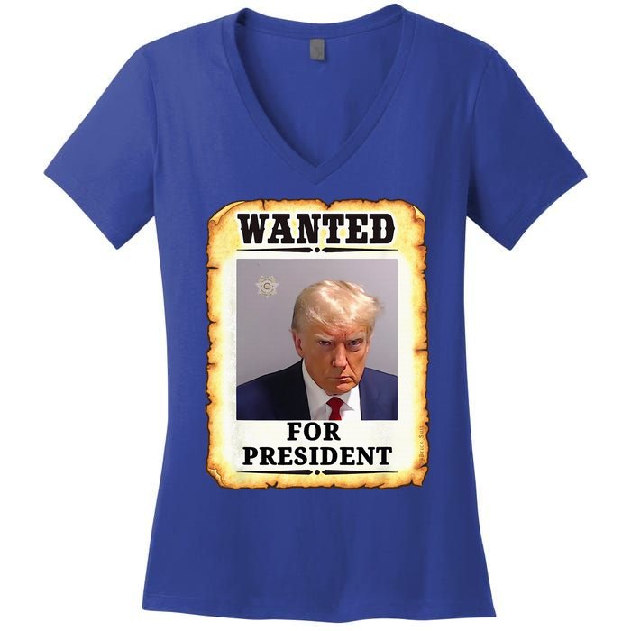 Wanted Donald Trump For President 2024 Women's V-Neck T-Shirt