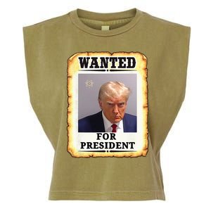 Wanted Donald Trump For President 2024 Garment-Dyed Women's Muscle Tee