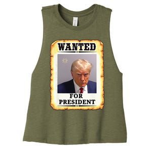 Wanted Donald Trump For President 2024 Women's Racerback Cropped Tank