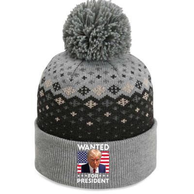 Wanted Donald Trump For President 2024 Trump Mug Shot The Baniff Cuffed Pom Beanie