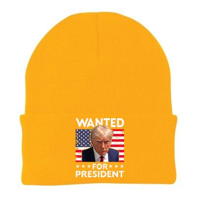 Wanted Donald Trump For President 2024 Trump Mug Shot Knit Cap Winter Beanie