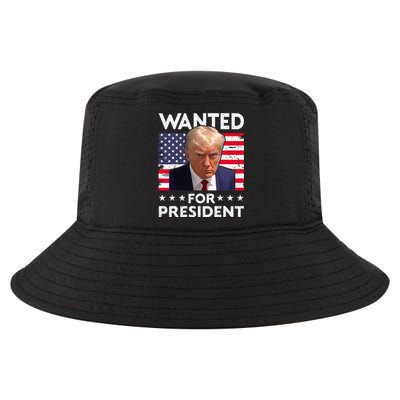 Wanted Donald Trump For President 2024 Trump Mug Shot Cool Comfort Performance Bucket Hat