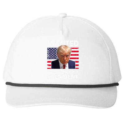 Wanted Donald Trump For President 2024 Trump Mug Shot Snapback Five-Panel Rope Hat