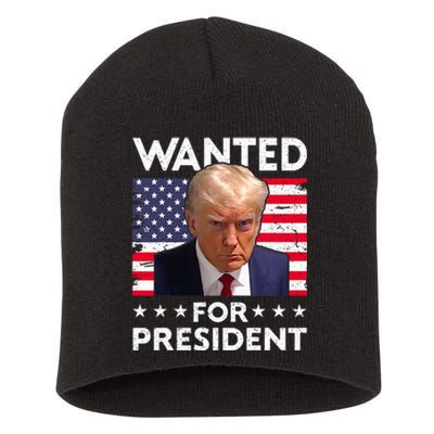 Wanted Donald Trump For President 2024 Trump Mug Shot Short Acrylic Beanie