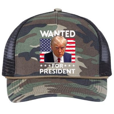 Wanted Donald Trump For President 2024 Trump Mug Shot Retro Rope Trucker Hat Cap