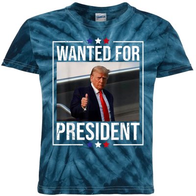 Wanted Donald Trump For President 2024 Trump Mug Shot USA Kids Tie-Dye T-Shirt