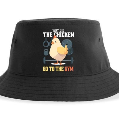Why Did The Chicken Go To The Gym Funny Chicken Gymer Sustainable Bucket Hat