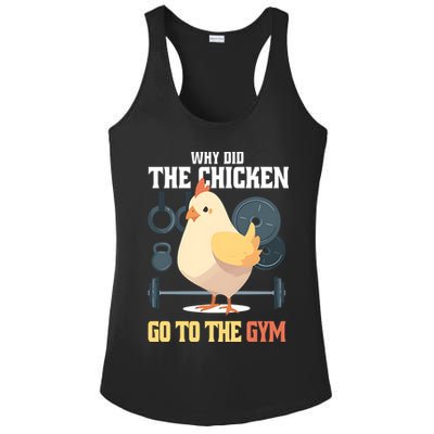 Why Did The Chicken Go To The Gym Funny Chicken Gymer Ladies PosiCharge Competitor Racerback Tank