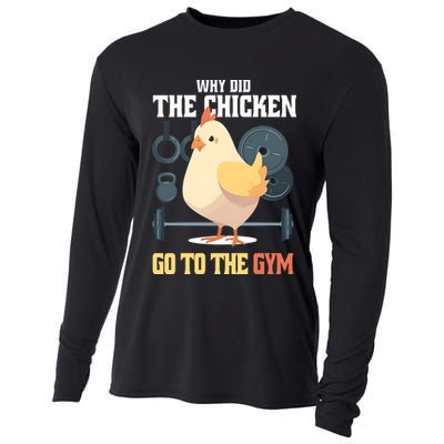 Why Did The Chicken Go To The Gym Funny Chicken Gymer Cooling Performance Long Sleeve Crew