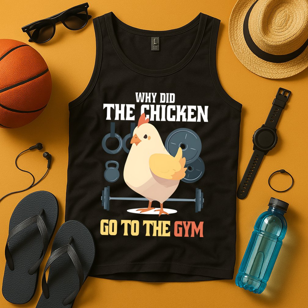 Why Did The Chicken Go To The Gym Funny Chicken Gymer Tank Top