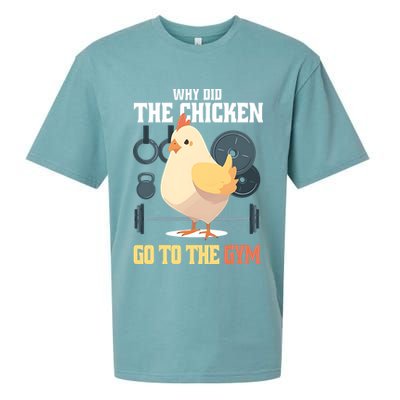 Why Did The Chicken Go To The Gym Funny Chicken Gymer Sueded Cloud Jersey T-Shirt