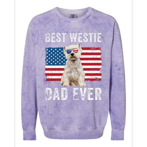 Westie Dad Usa American Flag Dog Lover Owner Westie Funny Colorblast Crewneck Sweatshirt