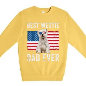 Westie Dad Usa American Flag Dog Lover Owner Westie Funny Premium Crewneck Sweatshirt