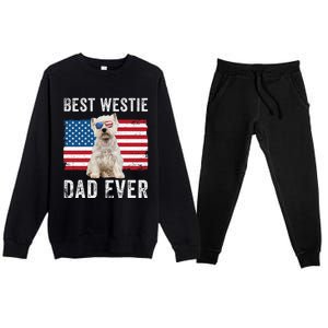 Westie Dad Usa American Flag Dog Lover Owner Westie Funny Premium Crewneck Sweatsuit Set