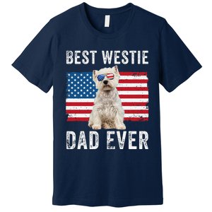 Westie Dad Usa American Flag Dog Lover Owner Westie Funny Premium T-Shirt