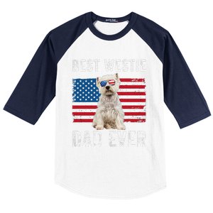 Westie Dad Usa American Flag Dog Lover Owner Westie Funny Baseball Sleeve Shirt