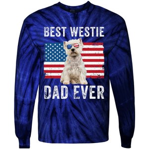 Westie Dad Usa American Flag Dog Lover Owner Westie Funny Tie-Dye Long Sleeve Shirt