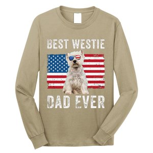 Westie Dad Usa American Flag Dog Lover Owner Westie Funny Long Sleeve Shirt