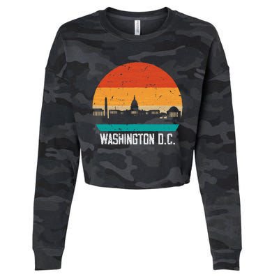 Washington D.C. USA Retro Vintage Sunset Skyline Cropped Pullover Crew