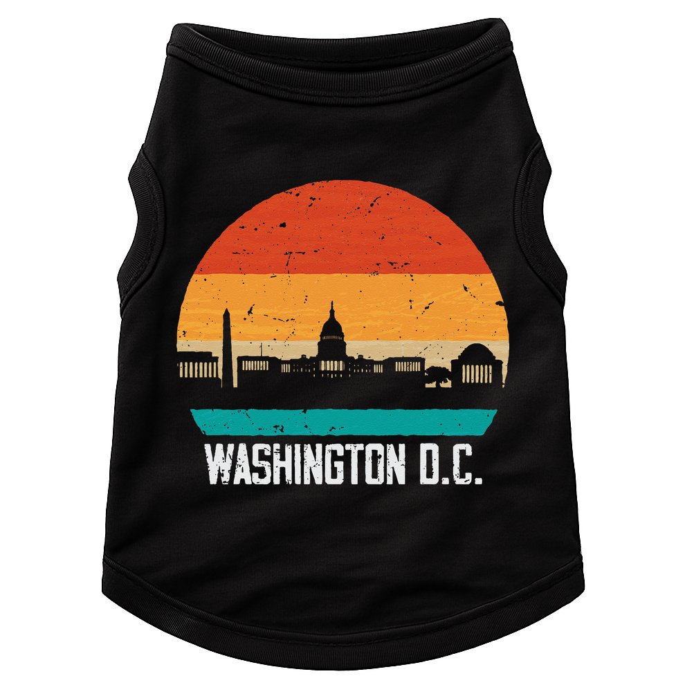 Washington D.C. USA Retro Vintage Sunset Skyline Doggie Tank