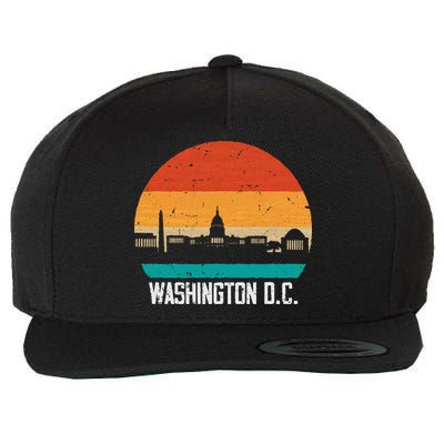 Washington D.C. USA Retro Vintage Sunset Skyline Wool Snapback Cap