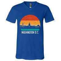 Washington D.C. USA Retro Vintage Sunset Skyline V-Neck T-Shirt