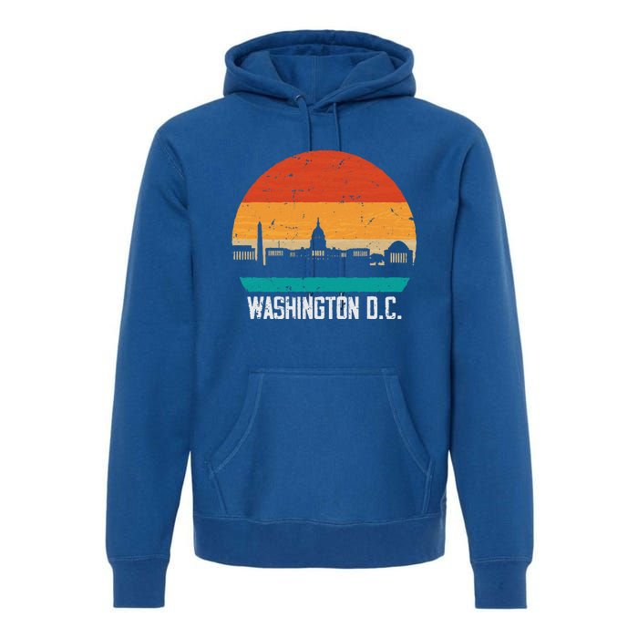 Washington D.C. USA Retro Vintage Sunset Skyline Premium Hoodie