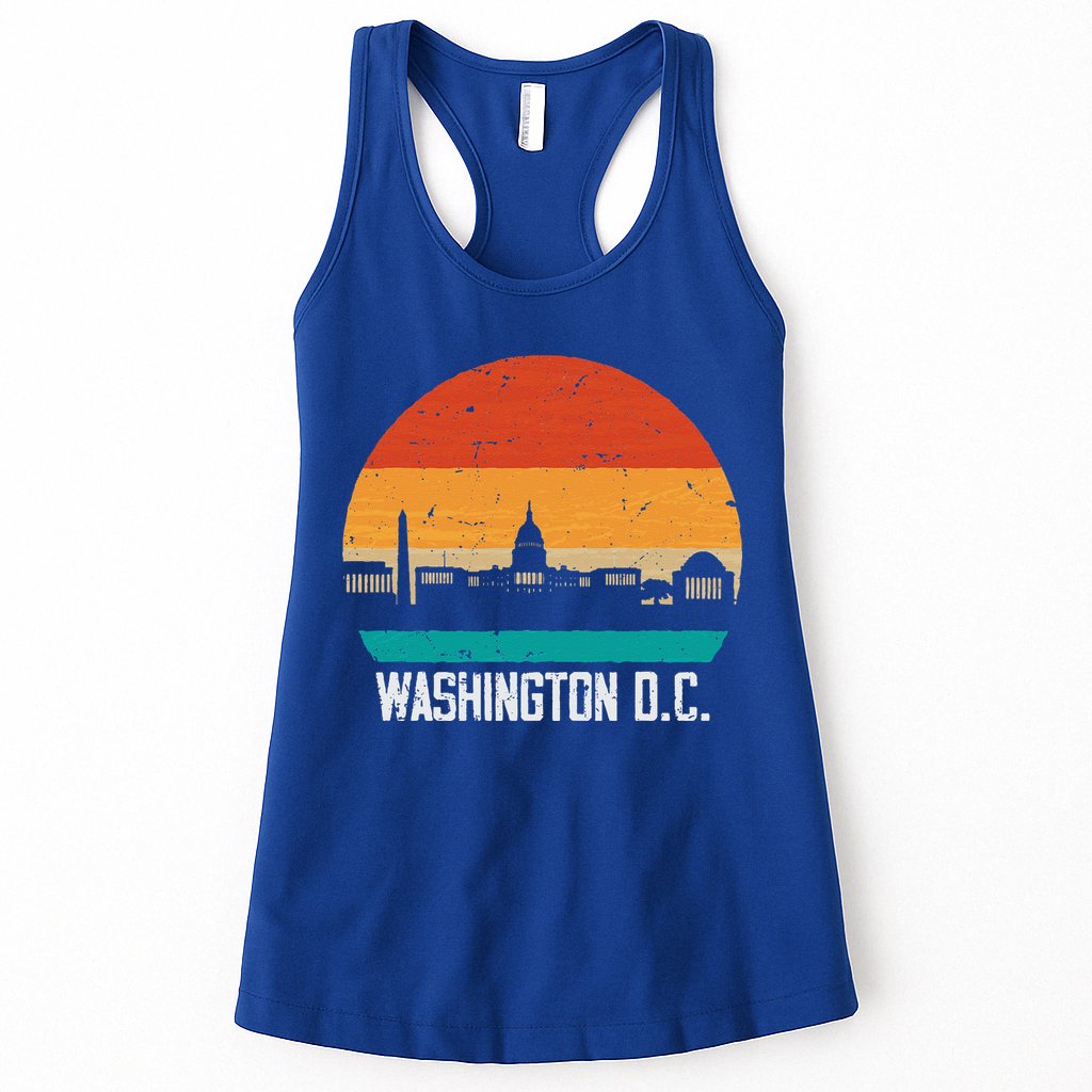 Washington D.C. USA Retro Vintage Sunset Skyline Womens Tank Top