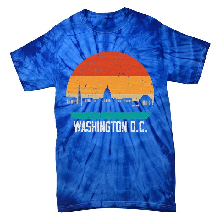 Washington D.C. USA Retro Vintage Sunset Skyline Tie-Dye T-Shirt