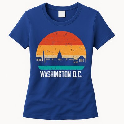 Washington D.C. USA Retro Vintage Sunset Skyline Womens T-Shirt