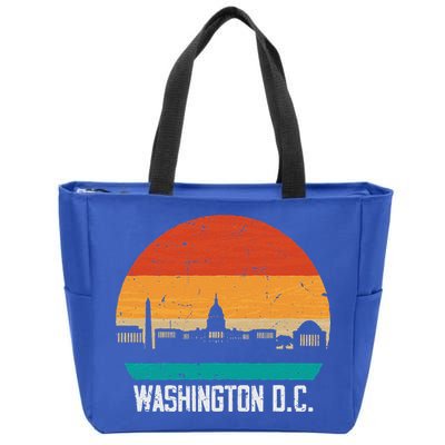 Washington D.C. USA Retro Vintage Sunset Skyline Zip Tote Bag