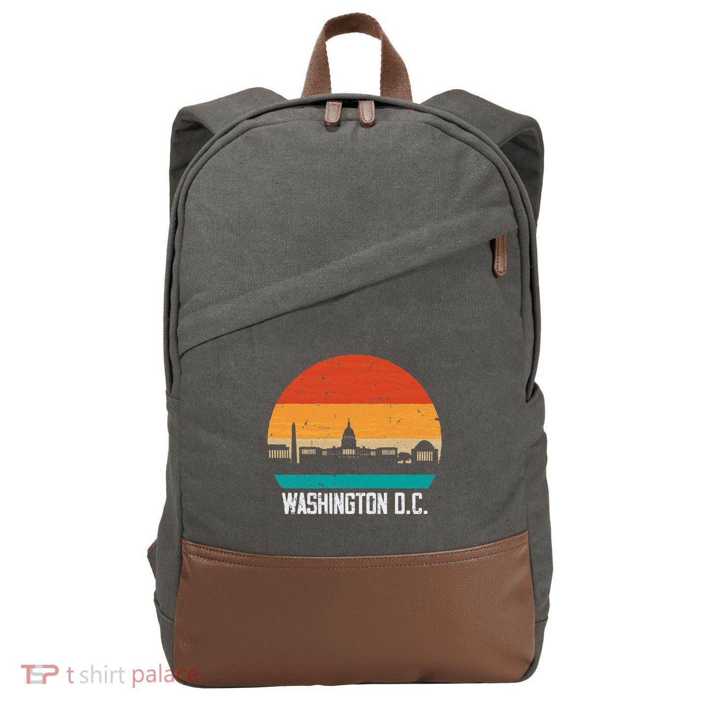 Washington D.C. USA Retro Vintage Sunset Skyline Cotton Canvas Backpack