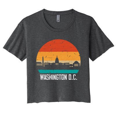 Washington D.C. USA Retro Vintage Sunset Skyline Women's Crop Top Tee