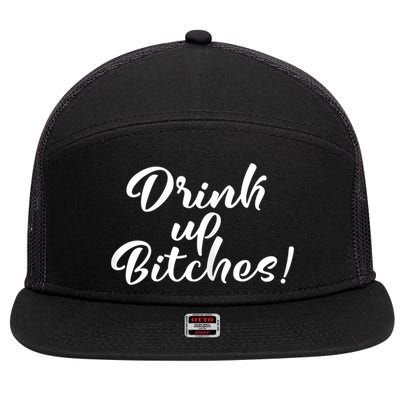 Womens Drink Up Bitches Girls Trip 7 Panel Mesh Trucker Snapback Hat
