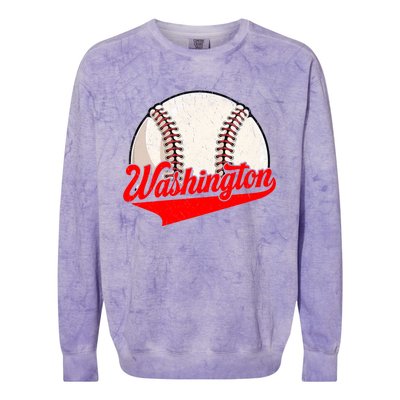 Washington Dc Vintage Baseball Lover Funny Dad Mom Cute Gift Colorblast Crewneck Sweatshirt