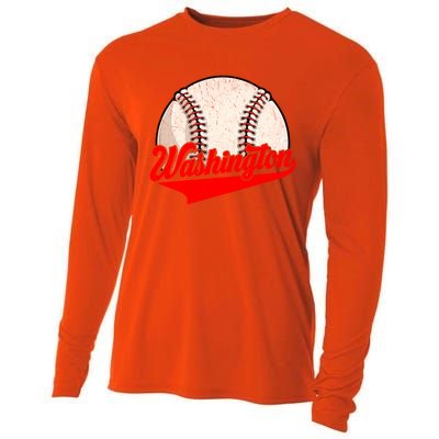 Washington Dc Vintage Baseball Lover Funny Dad Mom Cute Gift Cooling Performance Long Sleeve Crew