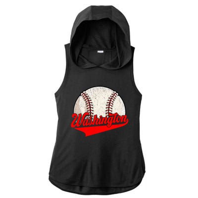 Washington Dc Vintage Baseball Lover Funny Dad Mom Cute Gift Ladies PosiCharge Tri-Blend Wicking Draft Hoodie Tank