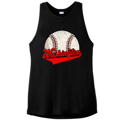 Washington Dc Vintage Baseball Lover Funny Dad Mom Cute Gift Ladies PosiCharge Tri-Blend Wicking Tank