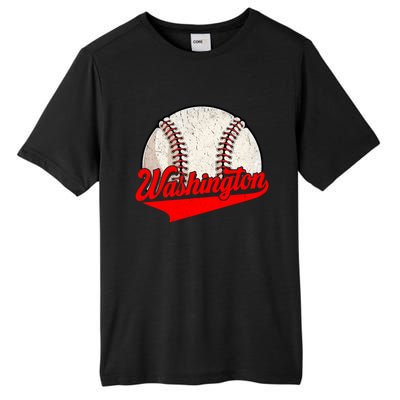 Washington Dc Vintage Baseball Lover Funny Dad Mom Cute Gift Tall Fusion ChromaSoft Performance T-Shirt