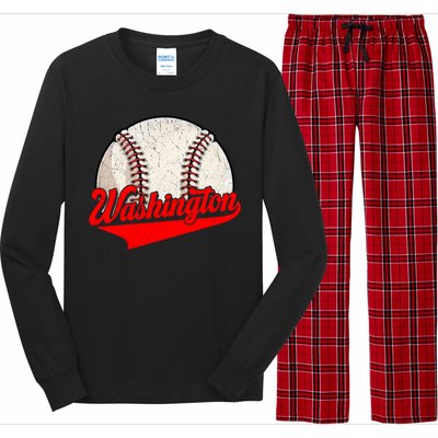 Washington Dc Vintage Baseball Lover Funny Dad Mom Cute Gift Long Sleeve Pajama Set