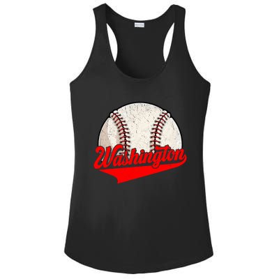 Washington Dc Vintage Baseball Lover Funny Dad Mom Cute Gift Ladies PosiCharge Competitor Racerback Tank