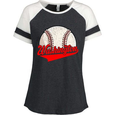 Washington Dc Vintage Baseball Lover Funny Dad Mom Cute Gift Enza Ladies Jersey Colorblock Tee