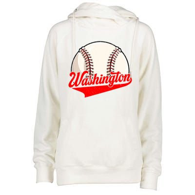 Washington Dc Vintage Baseball Lover Funny Dad Mom Cute Gift Womens Funnel Neck Pullover Hood