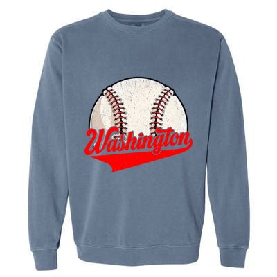 Washington Dc Vintage Baseball Lover Funny Dad Mom Cute Gift Garment-Dyed Sweatshirt