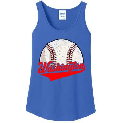 Washington Dc Vintage Baseball Lover Funny Dad Mom Cute Gift Ladies Essential Tank