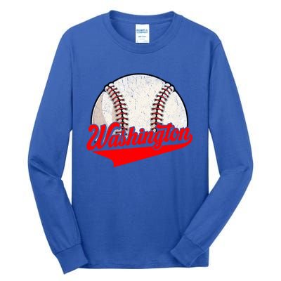 Washington Dc Vintage Baseball Lover Funny Dad Mom Cute Gift Tall Long Sleeve T-Shirt